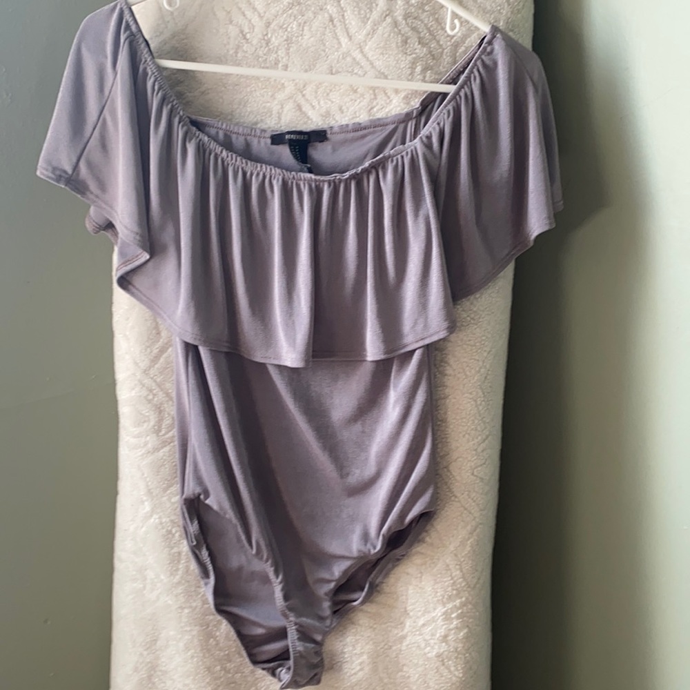 Grey/Silver Body Suite - off the shoulder